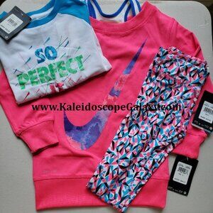 Nike Girls Size 5 Dri-fit Sweatshirt, Dri-fit Leggings & Long Sleeve Top